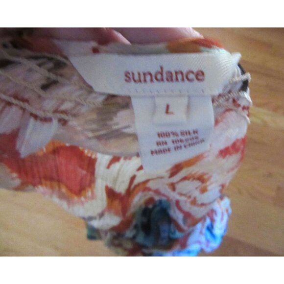 Sundance 100% Silk Green/Orange Blouse With Buttons Size L - Picture 6 of 7